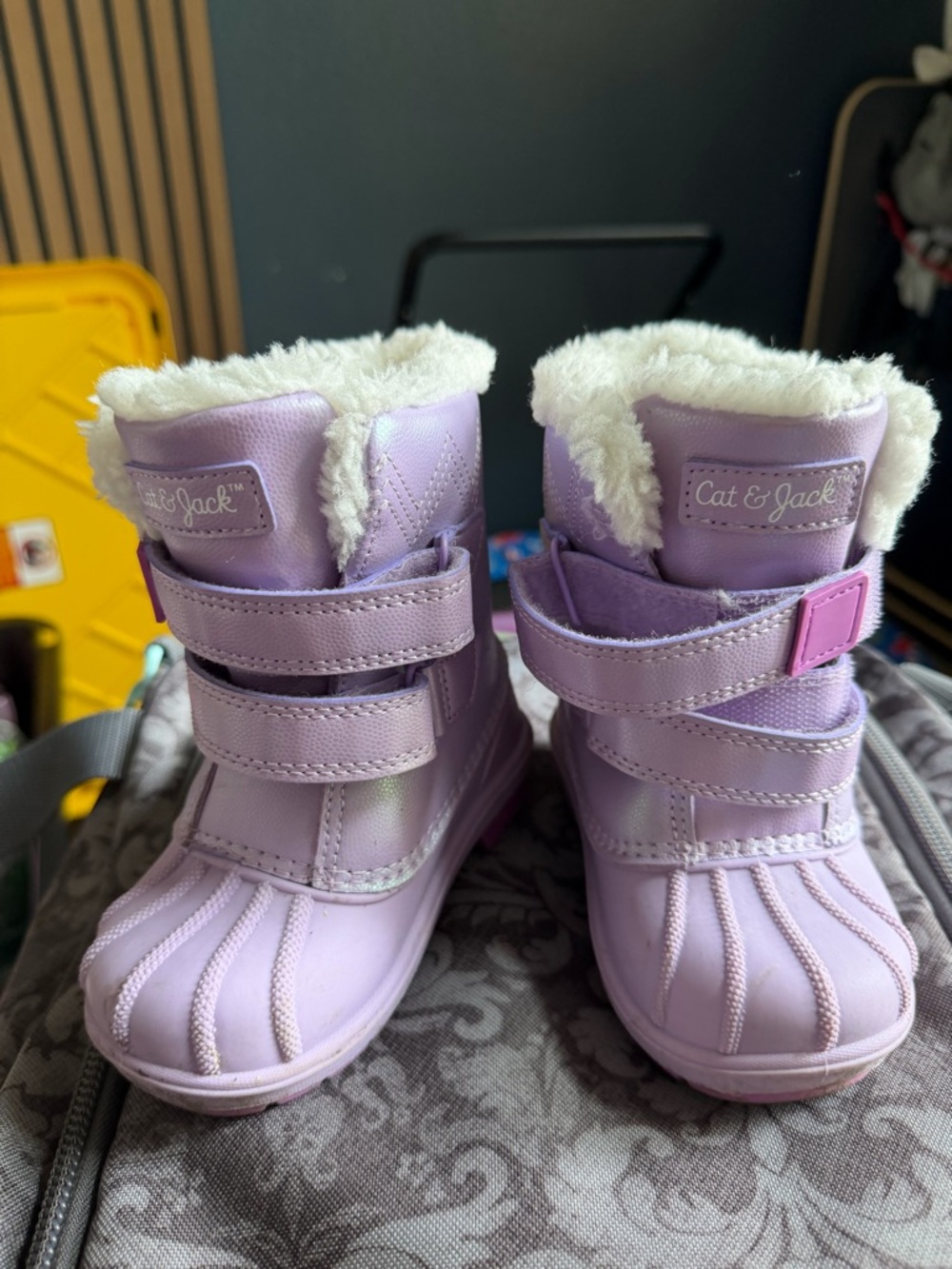 Cat & Jack Pastel Purple Faux-Fur Kids Winter Boots